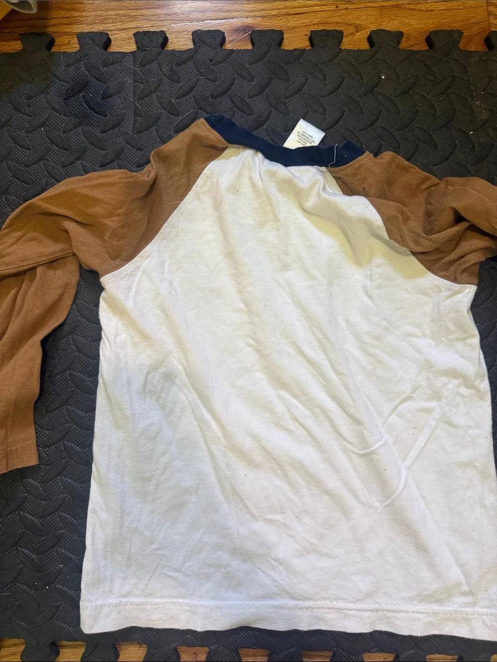 Gymboree White & Brown Wolf Raglan Long-Sleeve Tee